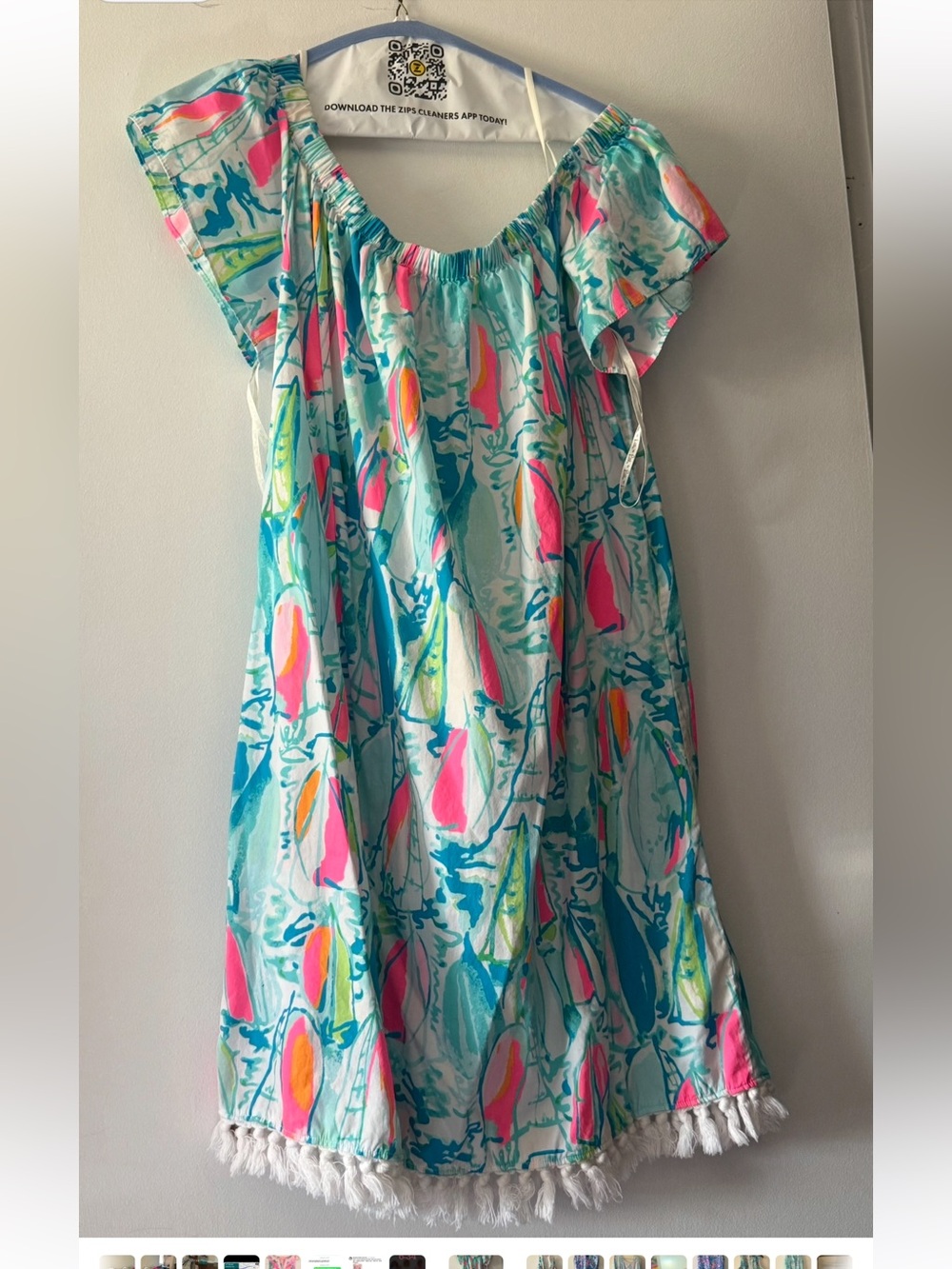 Lilly Pulitzer dress women’s Aqua Tropical Print Off-Shoulder Dress